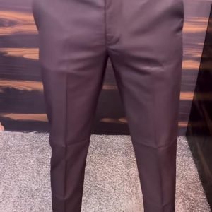 Men's Wine Slim Fit Ankle Length Formal Trousers with Side Buckle Detail
