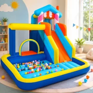 Children's Inflatable Bounce House with Integrated Slide & Ball Pit – Indoor Play Palace