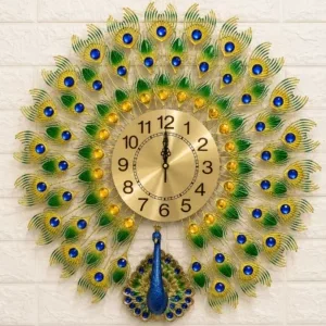 Premium Peacock Inspired Designer Timepiece Wall Clock