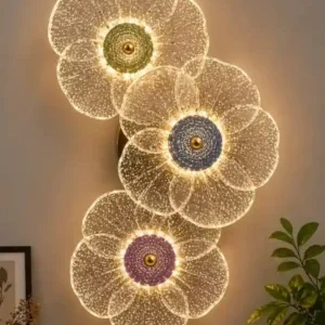 Elegant Crystal Petal Wall Lamp – 3-Flower LED Illumination Display