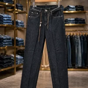 Men's Classic Dark Wash Straight Leg Denim – Black Blue Premium Fit
