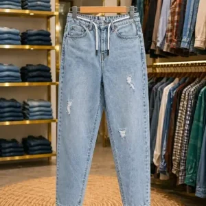 Urban Casual Light Wash Denim Jeans for Men – Distressed Relaxed Fit