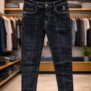 Men's Sleek Black Slim Fit Jeans – Contemporary Stretch Denim