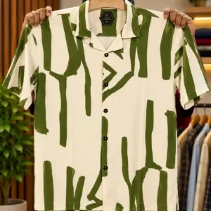 Men's Modern Abstract Print Shirt | Easy-Fit Half Sleeve Casual Wear | Trendy Summer Essential