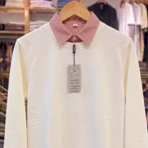 Men's Ribbed Knit Pullover with Collar – Modern Layered Styling