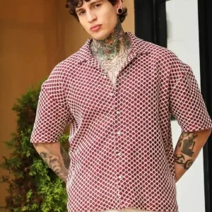 Geometric Pattern Cuban Collar Shirt – Premium US Style Collection