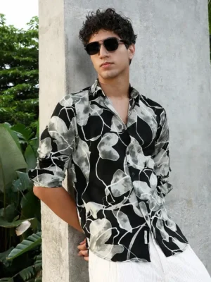 Urban Elegance – Contemporary Botanical Abstract Casual Shirt for Men