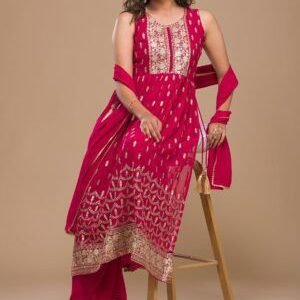 Magenta Zariwork Georgette Ready-to-Wear Salwar Kameez
