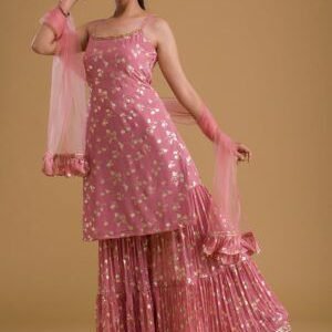 Blush Printed Georgette Designer Sharara Ensemble