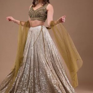 Sparkling Lycra Readymade Lehenga with Sequin Embellishments