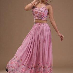 Printed Georgette Ready-Made Lehenga - Traditional Elegance Meets Modern Style