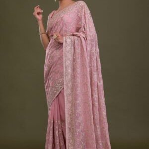 Pink Stonework Art Silk Designer Saree
